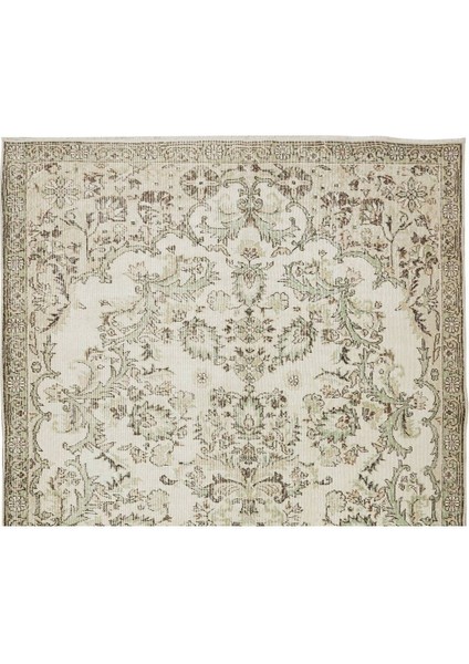 192 x 313 cm Çiçekli Bahçe Tasarımlı Eski El Yapımı Uşak Halısı, Yünlü Ofis Halısı