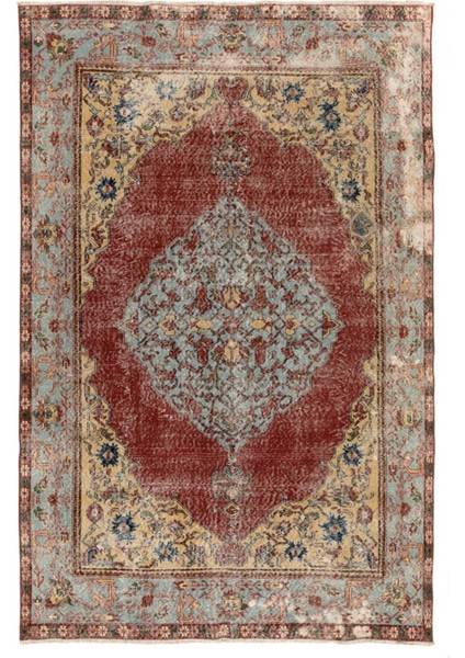 186 x 275 cm Madalyon Tasarımlı Eski El Düğümlü Uşak Halısı
