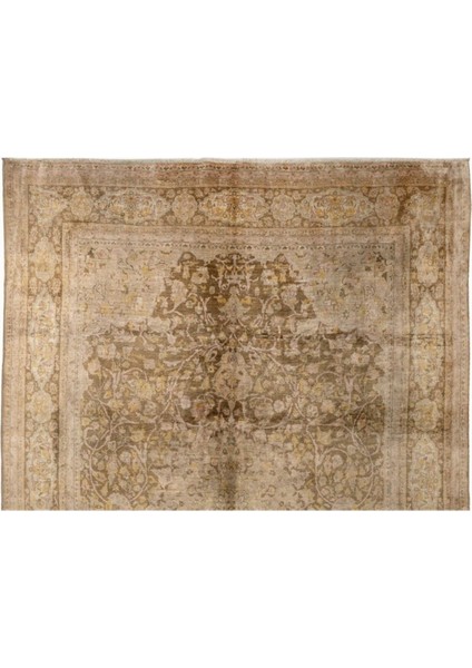 239 x 322 cm Eski Bej Renklerde Yarı Antik El Dokuması Türk Sivas Halısı