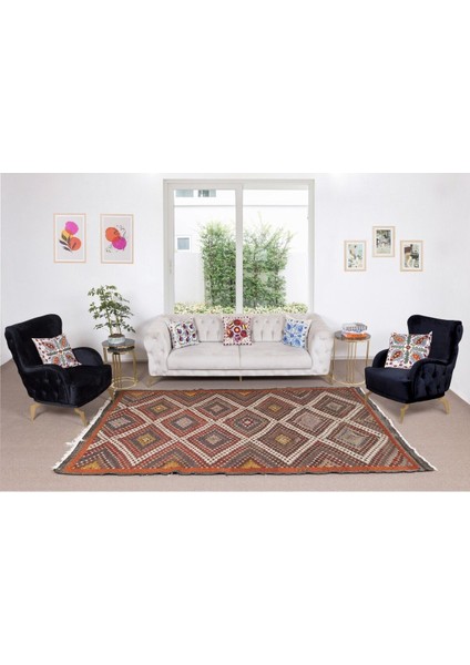 186 x 305 cm 1970'LERDE Yapılmış Eski Dekoratif El Dokuması Cicim Kilim. Yün fiyatları
