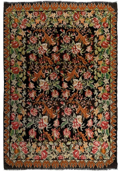 208 x 295 cm Türünün Tek Örneği Eski Duvar Askısı, Çiçekli Kilim, El Dokuma Moldova Kilimi, Yün