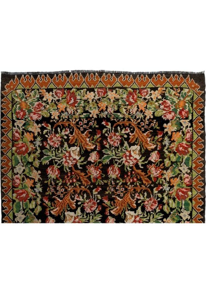 208 x 295 cm Türünün Tek Örneği Eski Duvar Askısı, Çiçekli Kilim, El Dokuma Moldova Kilimi, Yün