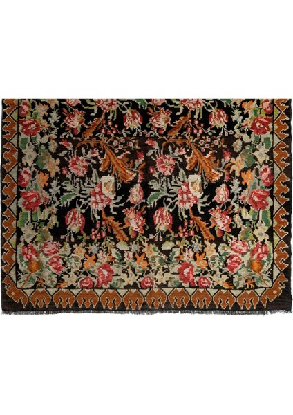 208 x 295 cm Türünün Tek Örneği Eski Duvar Askısı, Çiçekli Kilim, El Dokuma Moldova Kilimi, Yün