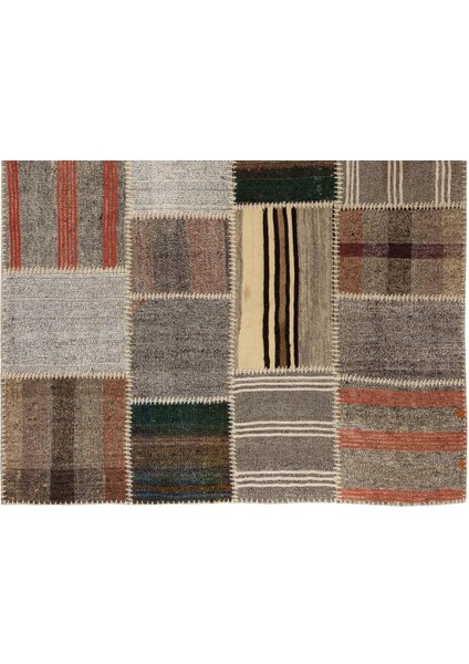 177 x 255 cm El Yapımı Patchwork Kilim, Dekoratif Düz Dokuma Kilim