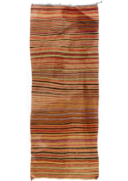 160 x 390 cm El Dokuma Eski Orta Anadolu Kilimi. Düz Dokuma Kilim. Yün