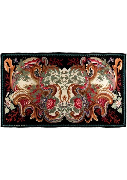 210 x 350 cm Türünün Tek Örneği Eski Duvar Askısı, Çiçekli Kilim, El Dokuma Moldova Kilimi, Yün