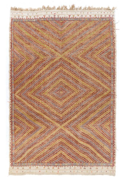 210 x 343 cm Geleneksel Eski El Dokuması Cicim Kilim. Yün