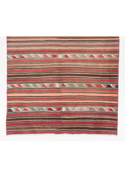 130 x 345 cm Çizgili Eski Düz Dokuma Kilim Halı fırsatları