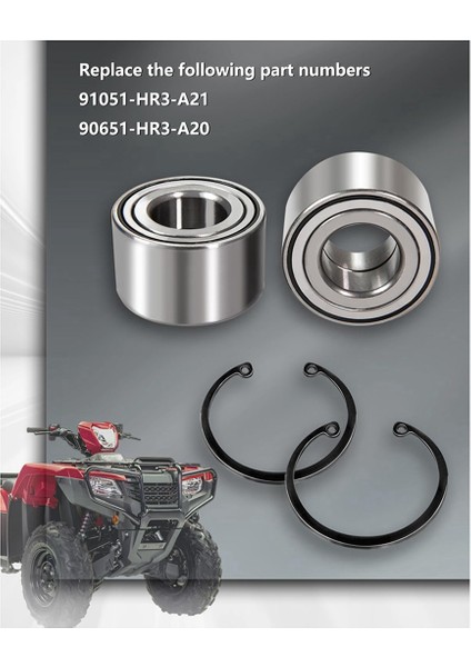 Honda Rancher 420 Rubicon 500 520 2014-2024 Için Ön Ağır Hizmet Tekerlek Rulman Takımı 91051-HR3-A21 90651-HR3-A20'YI Değiştirin (Yurt Dışından)
