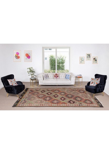 193 x 370 cm Eski Dekoratif El Dokuması Cicim Kilim. Yün. Jijim Kilim fiyatları