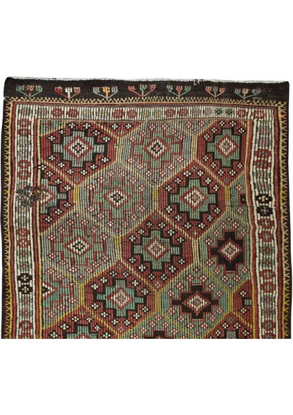 193 x 370 cm Eski Dekoratif El Dokuması Cicim Kilim. Yün. Jijim Kilim fırsatları