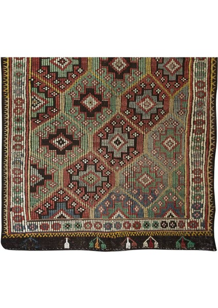 193 x 370 cm Eski Dekoratif El Dokuması Cicim Kilim. Yün. Jijim Kilim indirimleri