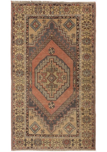 110 x 175 cm Kabile Stili ile Eski Oryantal Halı, El Yapımı Yün Halı