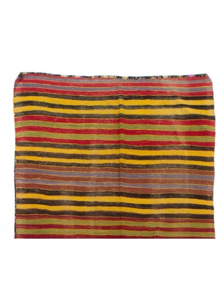 140 x 370 cm El Dokuma Eski Yolluk Kilim, Yün Halı, Düz Dokuma Halı, Mutfak Halısı