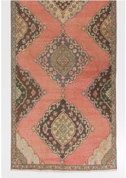 112 x 350 cm Eski El Yapımı Yolluk Halı. Benzersiz Yün Koridor Halısı