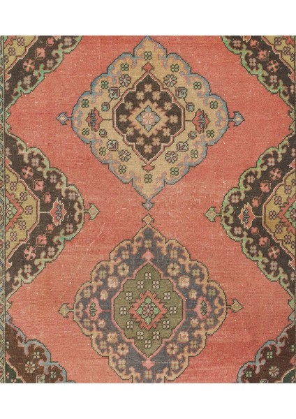 112 x 350 cm Eski El Yapımı Yolluk Halı. Benzersiz Yün Koridor Halısı