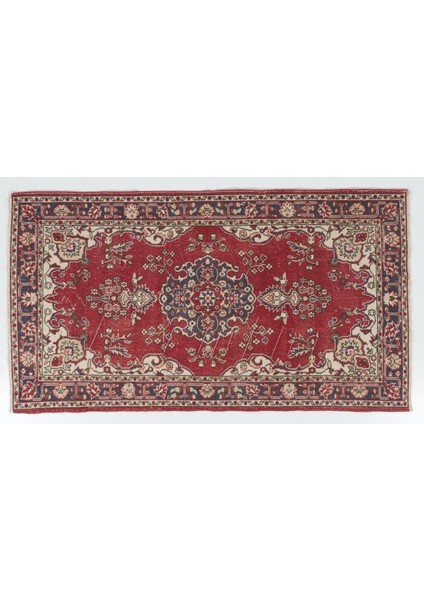 120 x 215 cm Kırmızı ve Fildişi Renginde Eşi Benzeri Olmayan Eski El Dokuması Alan Halısı indirimleri