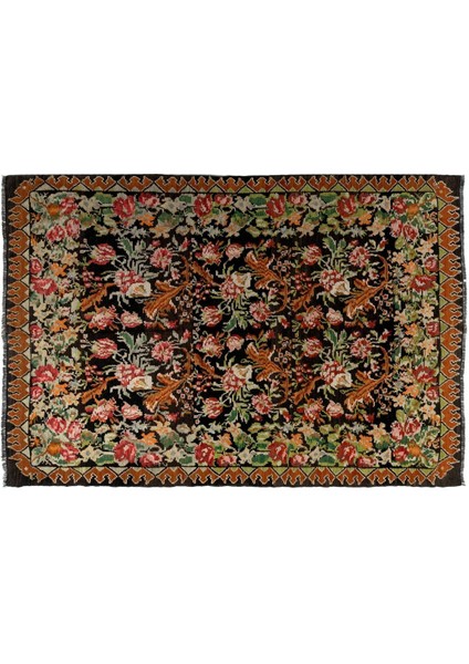 208 x 295 cm Türünün Tek Örneği Eski Duvar Askısı, Çiçekli Kilim, El Dokuma Moldova Kilimi, Yün
