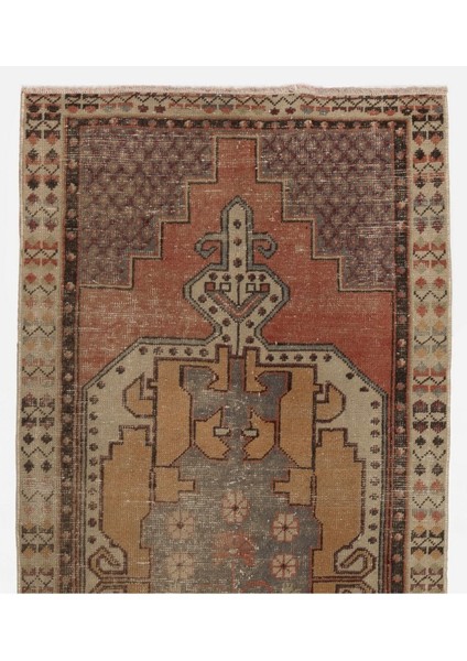 102X255 cm Türünün Tek Örneği, El Yapımı, Eski Anadolu Kabile Halısı, 1950 Civarı