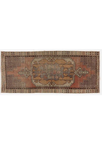102X255 cm Türünün Tek Örneği, El Yapımı, Eski Anadolu Kabile Halısı, 1950 Civarı