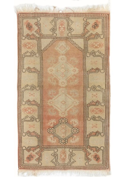 90 x 144 cm Ev ve Ofis Için Eski Türk Uşak Halısı, El Yapımı Halı