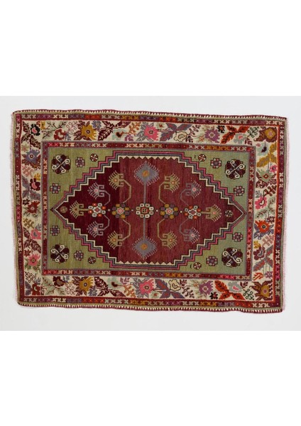 112 x 155 cm Fantastik Eski Türk Köy Halısı, Eşsiz El Dokuması Küçük Halı indirimleri