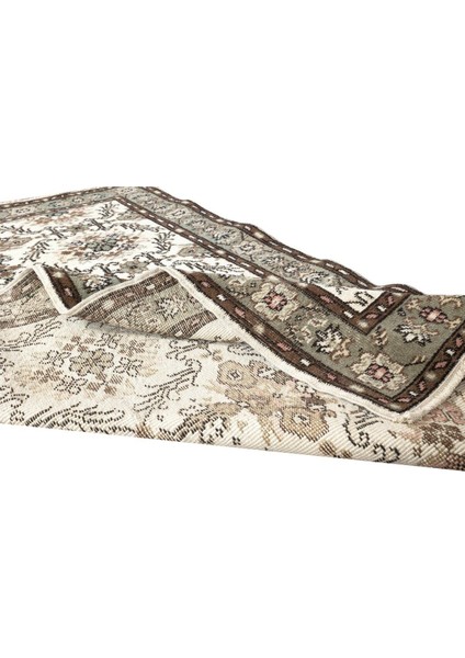 115 x 207 cm El Düğümlü Eski Türk Yün Halısı, Çiçek Desenli El Dokuması Halı modelleri