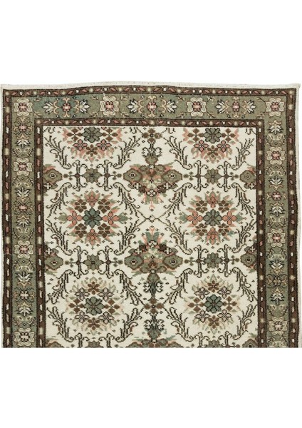 115 x 207 cm El Düğümlü Eski Türk Yün Halısı, Çiçek Desenli El Dokuması Halı fırsatları