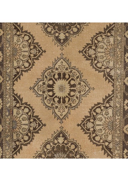 152 x 390 cm 20.yüzyıl Ortasında Yapılmış El Dokuması Eski Türk Uşak Yolluk Halısı