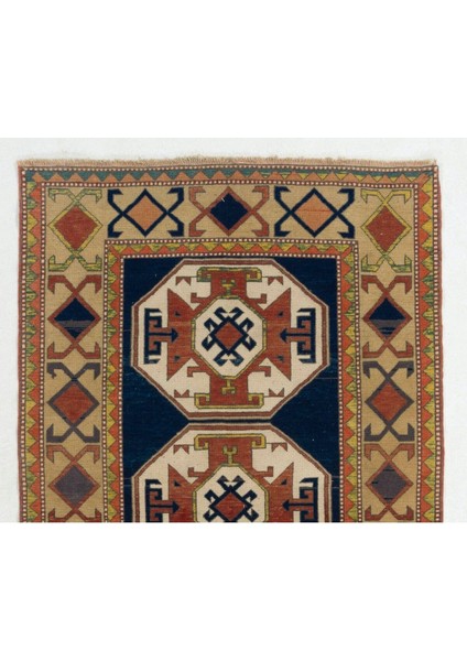 120 x 207 cm Eski Kafkas Kazak Halısı, Yün El Dokuma Halı, Zemin Kaplaması