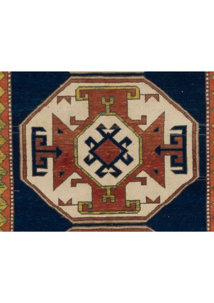 120 x 207 cm Eski Kafkas Kazak Halısı, Yün El Dokuma Halı, Zemin Kaplaması