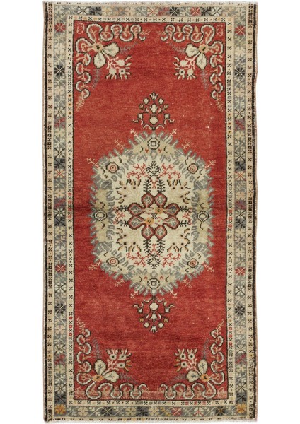 88 x 172 cm Madalyon Tasarımlı Geleneksel Eski El Yapımı Halı
