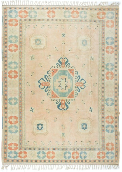 235 x 305 cm Geometrik Tasarımlı Eski Güneşte Soldurulmuş El Yapımı Uşak'ta Dokunmuş Halı