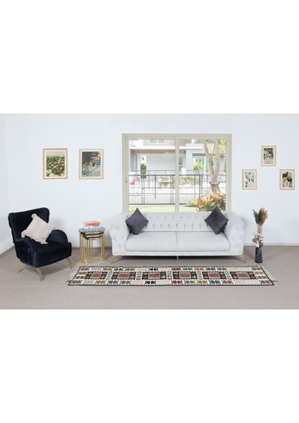 66 x 287 cm Düz Dokuma Renkli Dar Yolluk Kilim, El Dokuma Geometrik Türk Koridor Halısı fiyatları