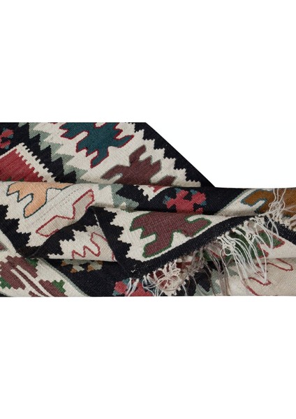 66 x 287 cm Düz Dokuma Renkli Dar Yolluk Kilim, El Dokuma Geometrik Türk Koridor Halısı modelleri