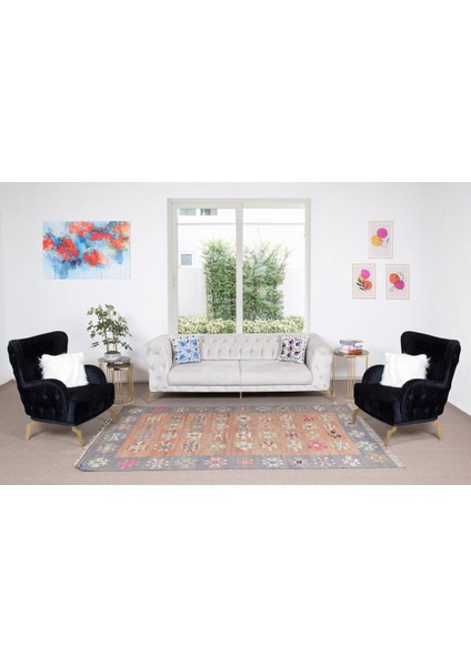 164 x 279 cm El Yapımı Eski Çok Renkli Kilim, Düz Dokuma Yün Zemin Kaplaması