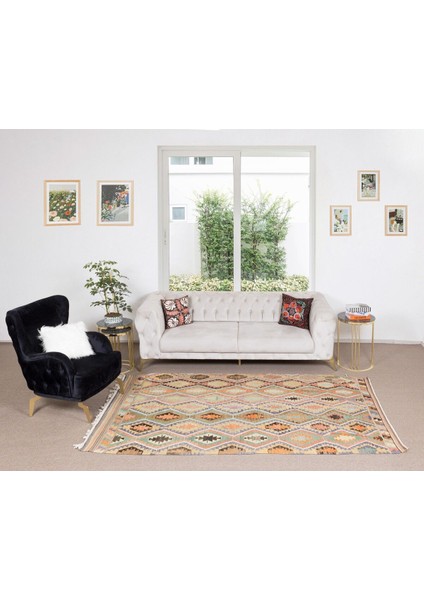 158 x 276 cm Geometrik Desenli Eski El Yapımı Yün Kilim, Düz Dokuma Kilim fiyatları