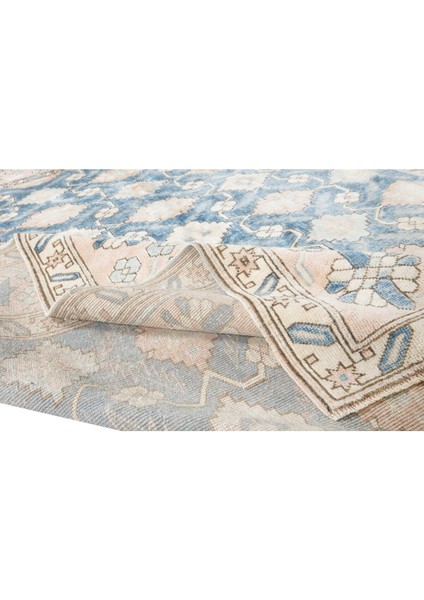 212 x 262 cm El Yapımı Halı, Otantik Çiçekli Eski Halı, Yün ve Pamuktan Yapılmıştır