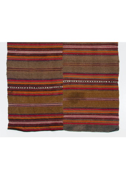 130 x 320 cm Çizgili Eski Anadolu Kilim Halı. Yün, Düz Dokuma Zemin Kaplaması fırsatları