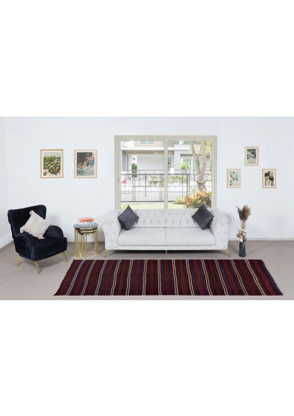 125 x 320 cm Çizgili Desenli El Dokuma Türk Kilimi, Düz Dokuma Çok Renkli Kilim, Yün fiyatları