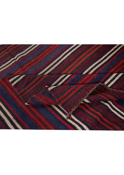 125 x 320 cm Çizgili Desenli El Dokuma Türk Kilimi, Düz Dokuma Çok Renkli Kilim, Yün modelleri