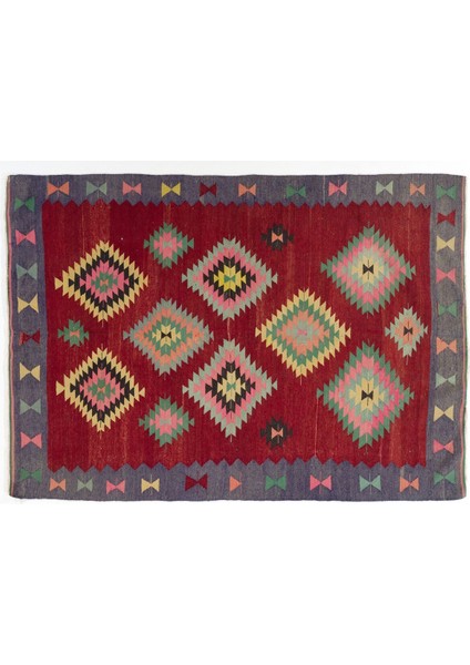 168 x 233 cm Çok Renkli Düz Dokuma Eski Yün Kilim fırsatları