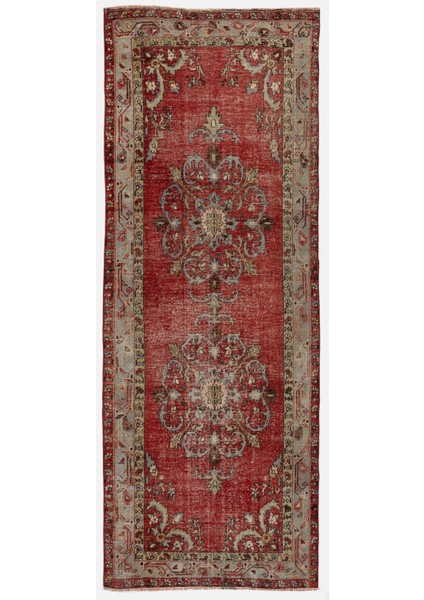 144 x 370 cm Benzersiz Eski El Dokuma Yün Yolluk Halı, Antre Hol Halı