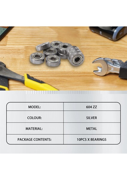 10 Adet Minyatür Mühürlü Metal Korumalı Metrik Radyal Rulman Modeli: 604 Zz 4X12X4MM (Yurt Dışından)