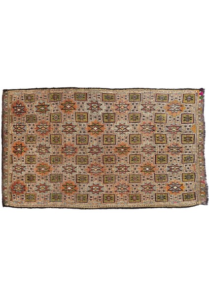 180 x 300 cm Çok Renkli Geometrik Tasarımlı Eski El Yapımı Kilim fırsatları