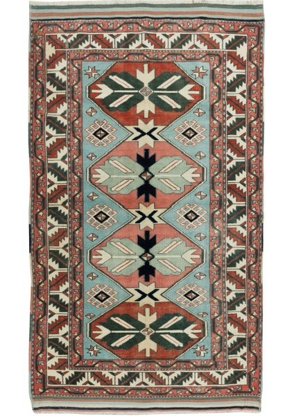 105 x 176 cm El Yapımı Geometrik Desenli Halı, Yün, Modern Ev Dekoru Halı