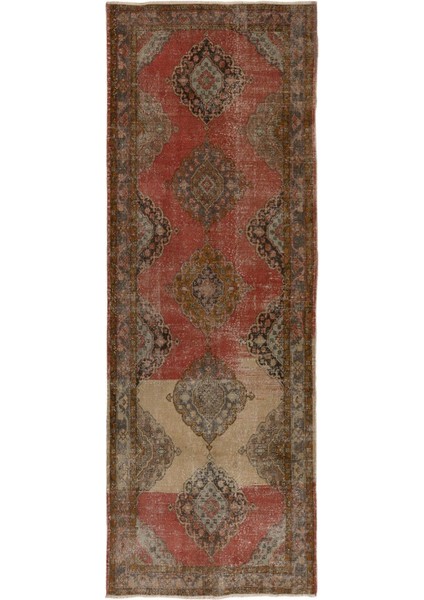 142 x 393 cm Koridor Için Eşsiz El Yapımı Eski Köy Yolluk Halısı, Antre Hol Halı
