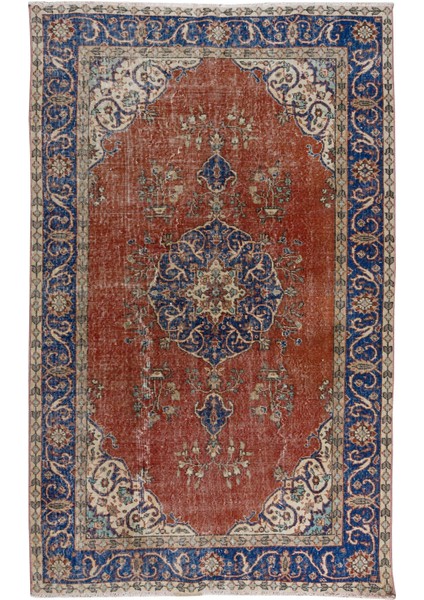 160 x 267 cm Madalyon Desenli Geleneksel Eski El Düğümlü Anadolu Yünlü Alan Halısı