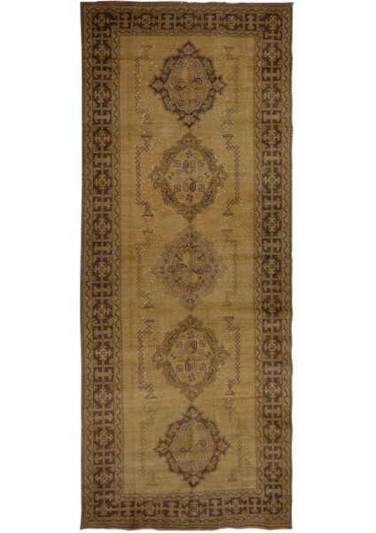 143 x 350 cm Koridor Dekoru Için Otantik El Düğümlü Eski Türk Yolluk Halısı, Antre Hol Halı