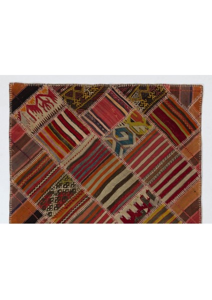 122 x 180 cm Eski El Yapımı Türk Patchwork Kilim (Düz Dokuma), Dekoratif Halı fiyatları